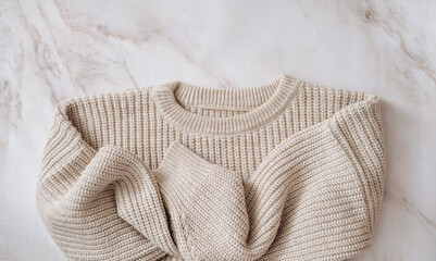 Cozy knitted sweater, warm autumn and winter fashion style