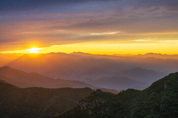 Beautiful sunset glow from Beijing Western Hills Miaofengshan area 