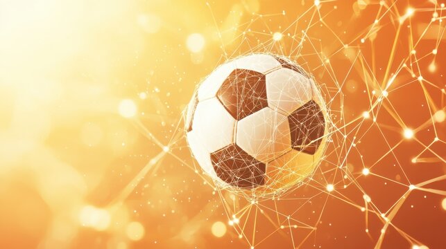 Soccer ball with digital network connection, symbolizes future technology