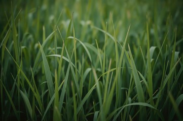 Obraz premium Blurred backdrop of lush green natural grass