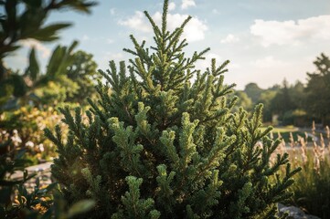 Garden thriving with juniper plants