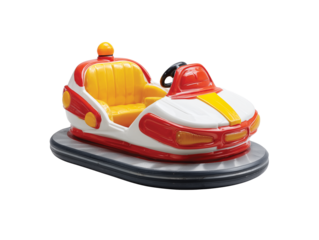 Fun red and yellow bumper car ride amusement park attraction isolated on transparent White background png

