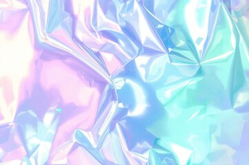 Fototapeta premium Colorful holographic foil design with pastel gradient background