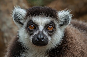 Obraz premium Close-up of a lemur's face