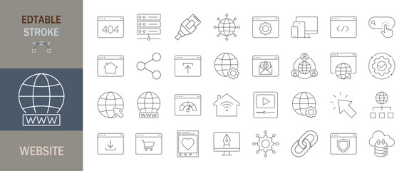 Website icon set. Editable line icons. Vector illustration.