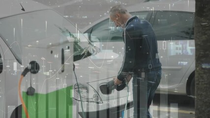 Animation of data processing over ev charging station - Powered by Adobe