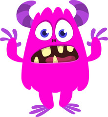 Cartoon funny monster character design with funny face expression. Halloween vector illustration 