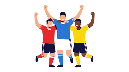 Victory’s Embrace: A jubilant football team celebrates a winning game, symbolizing unity, triumph and collective achievement.