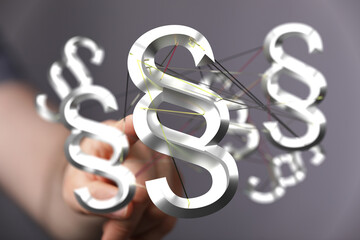 Obraz premium Abstract image of interconnected paragraph symbols, representing legal networks, collaboration, or legal tech.