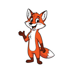 Friendly Cartoon Fox Character Standing Illustration Welcoming isolated