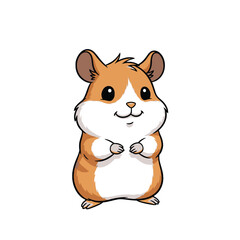 Cute Hamster Cartoon Illustration for Kids on White Background