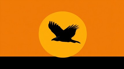 Obraz premium Silhouette bird soaring sunrise graphic design