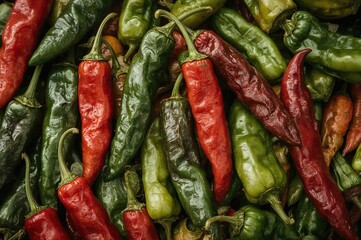 Close-up view of vibrant hot chili peppers in a natural setting