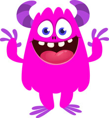 Cartoon funny monster character design with funny face expression. Halloween vector illustration 