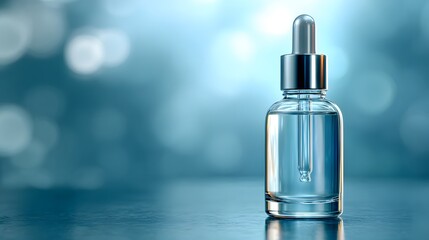 Naklejka premium Transparent dropper bottle with serum or essence, perfect for beauty and skincare.