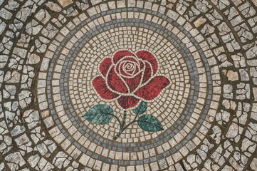 Obraz premium Wind rose mosaic on a decorative pavement