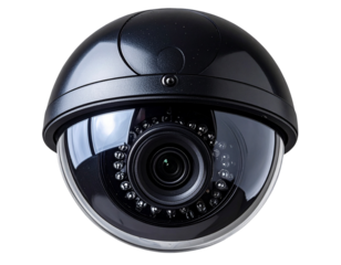 Dome-Style 3D Security Camera with Glossy Lens, Isolated Transparent PNG