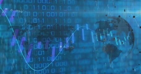 Animation of globe over data processing - Powered by Adobe