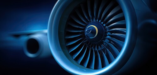 Close-up of a jet engine's turbine