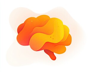 Abstract orange brain graphic on white background with soft gradients