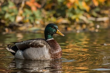 Obraz premium Close-up shot of a wild duck's face