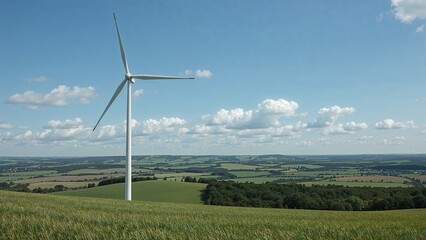 Windmill Generating Renewable Power with Tall Blades