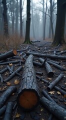 Large log laying on the ground in the woods