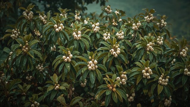 Wild guarana plants bearing fruit on the rainforest boundary in the Amazon basin