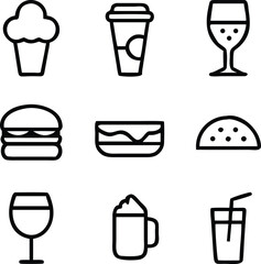 fast food icons set