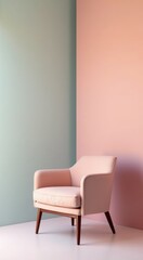 Chair in a room with a pink wall