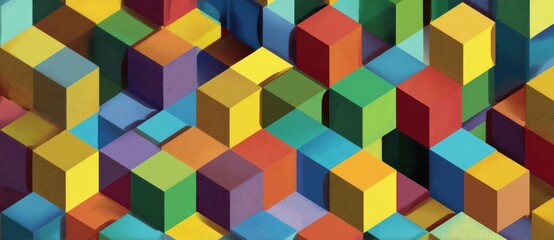 Obraz premium Vibrant arrangement of colorful geometric blocks