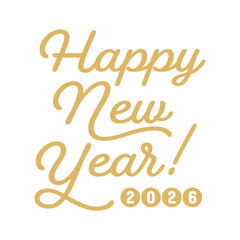 Happy New Year 2026の金色風の文字 - 2026年の英語の賀詞 -正月･年賀状素材