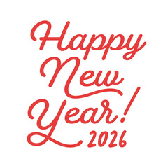 Happy New Year 2026の赤い文字 - 2026年の英語の賀詞 - 正月や年賀状の素材