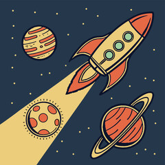 seamless pattern with space rocket
