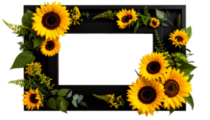 Floral Frame PNG, Decorative Flower Border with Leaves and Elegant Design, Transparent Background, Wedding Invitation and Greeting Card Illustration