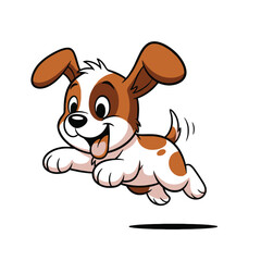 Happy Leaping Puppy Cartoon Pet Vector Illustration