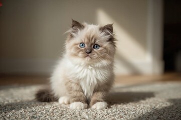 Fototapeta premium Two-Month-Old Ragdoll Cat in a Domestic Setting