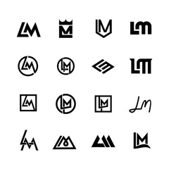 Creative LM Letter Monogram Logo Designs Collection Vector Set