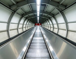 Fototapeta premium Modern subway escalator tunnel