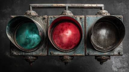 Vintage rusty traffic light