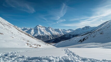 Fagaras Mountain Range Covered in Winter Snow, Cernat Valley View