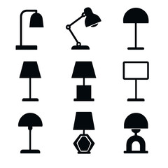 Adjustable shade pole lamps icon lamp table dome conical round modern vector