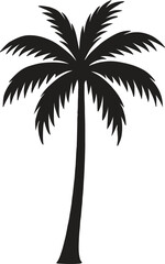 Obraz premium A solitary palm tree silhouette stands tall against a white background symbolizing tropical vacations and relaxation
