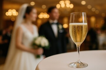 Obraz premium Wedding toast featuring a wineglass