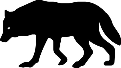 Wolf icon.A sleek, dark silhouette of a wolf standing, captured against a clean. animals illustration sign collection.