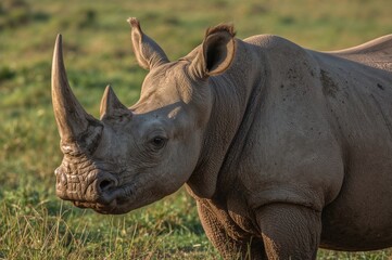 Obraz premium Large wild rhinoceros in natural habitat