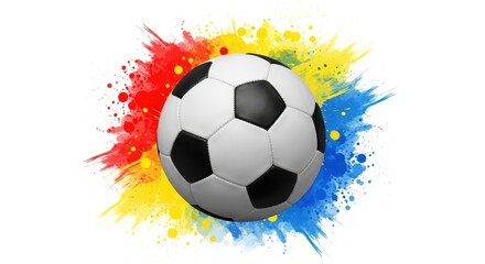 Soccer ball with colorful paint splash football sport