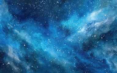 Deep space nebula with scattered stars in shades of blue and white