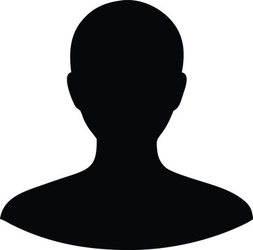 Silhouette headshot icon for user profile placeholder representing anonymous person