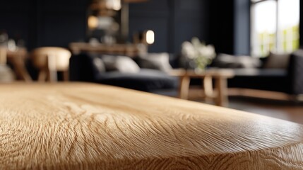 Wooden table surface modern living room